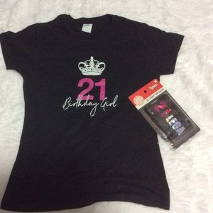 21st. Birthday shirt w/NIB Spencer’s light up sash